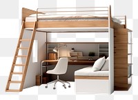 PNG  Modern loft bed furniture architecture building. AI generated Image by rawpixel.