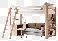 PNG  Modern loft bed furniture architecture chair. AI generated Image by rawpixel.