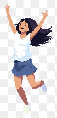 PNG  An asian young girl jumping happily dancing shorts white background. AI generated Image by rawpixel.