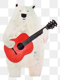 PNG bear playing guitar, animal paper craft, transparent background