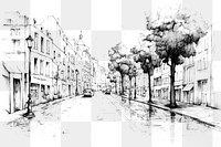 PNG City street sketch vehicle drawing. AI generated Image by rawpixel.