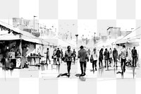 PNG London street market walking sketch people. AI generated Image by rawpixel.