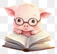 PNG  Baby pig reading book animal publication mammal. AI generated Image by rawpixel.