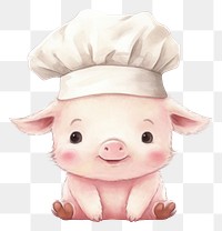 PNG  Pig wearing chef hat mammal animal cute. AI generated Image by rawpixel.