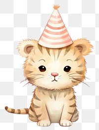 PNG  Baby tiger wearing party hat animal mammal cute. AI generated Image by rawpixel.