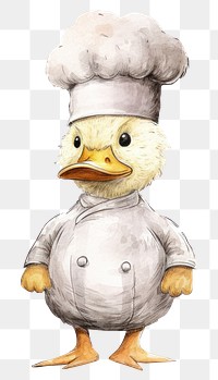 PNG  Duck wearing chef hat drawing sketch animal. AI generated Image by rawpixel.