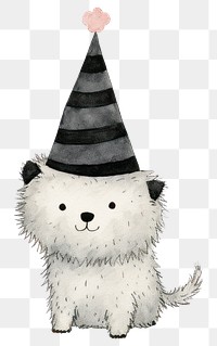 PNG Dog wearing party hat drawing animal sketch. 