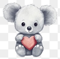 PNG Koala holding big heart cute toy representation. 