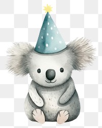 PNG  Koala wearing party hat cute representation celebration. AI generated Image by rawpixel.