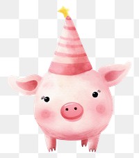 PNG Pig wearing party hat animal mammal representation. 