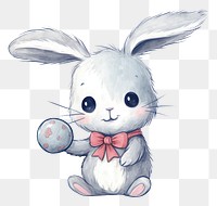 PNG  Rabbit holding easter egg animal drawing mammal. AI generated Image by rawpixel.