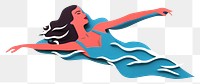 PNG Swimming woman art white background. AI generated Image by rawpixel.