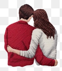 PNG Couple hugging kissing sweater adult