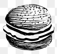 PNG black and white uneven lines stroke outline of simple *Burger* in style chinese ink brush stroke , gouach texture, minimal clean, isolated on off white background --ar 1:1 --no splash