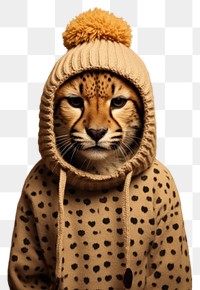 PNG Cheetah in Autumn sweater. AI generated Image by rawpixel.