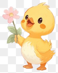 PNG  Duck holding a flower animal bird cute. AI generated Image by rawpixel.