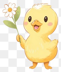 PNG  Duck holding a flower poultry animal plant. AI generated Image by rawpixel.