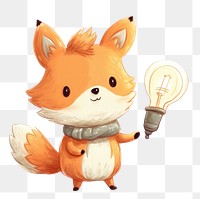 PNG Fox holding lightbulb creativity animal representation. 