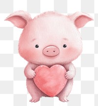 PNG  Pig holding big heart animal mammal cute. AI generated Image by rawpixel.