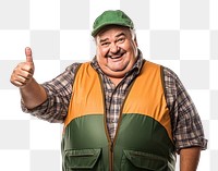 PNG  Mature chubby man with gray mustache holding adult vest. AI generated Image by rawpixel.