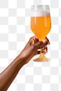 PNG Hand holding beer glass drink adult refreshment. AI generated Image by rawpixel.