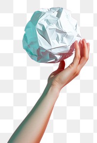 PNG Hand holding small crumple paper ball origami art crumpled. AI generated Image by rawpixel.