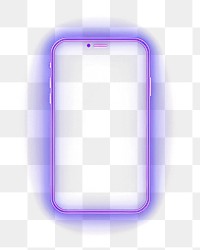 PNG Smartphone icon neon purple light. 