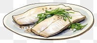 PNG  Steamed Snowfish seafood plate meal. AI generated Image by rawpixel.