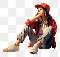 PNG Teenager sitting footwear portrait. AI generated Image by rawpixel.