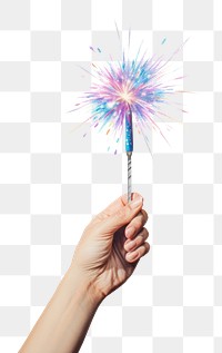 PNG A hand holding a sparkler fireworks brush white background. AI generated Image by rawpixel.