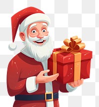 PNG Santa Claus holding a gift box cartoon santa claus celebration. AI generated Image by rawpixel.