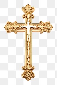 PNG  Golden chirst cross crucifix symbol white background. AI generated Image by rawpixel.