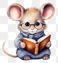 PNG  Mouse reading glasses book. AI generated Image by rawpixel.