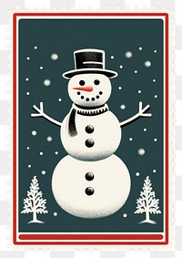 PNG Christmas postal stamp snowman white representation. AI generated Image by rawpixel.