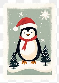 PNG Christmas postal stamp christmas penguin snowman. AI generated Image by rawpixel.