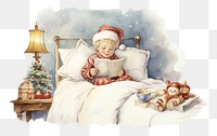 PNG Christmas bedtime story furniture baby representation. AI generated Image by rawpixel.