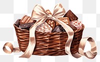 PNG Chocolates basket dessert wrapped ribbon. AI generated Image by rawpixel.