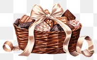 PNG Chocolates basket dessert wrapped ribbon. 