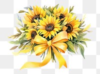 PNG Sunflowers bouquet ribbon plant white background. AI generated Image by rawpixel.