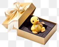 PNG Duck doll box gift white background. AI generated Image by rawpixel.