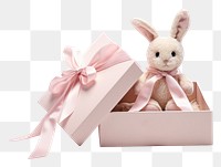 PNG Rabbit doll gift box toy. AI generated Image by rawpixel.