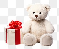 PNG White gift bear toy. 