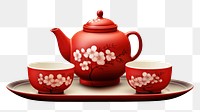 PNG Traditional Chinese tea set porcelain teapot saucer. AI generated Image by rawpixel.