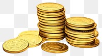 PNG  Hanukkah gelt coins money white background investment. AI generated Image by rawpixel.