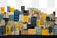 PNG Minimal cute city painting mural quilt. 