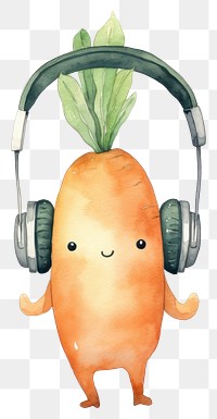 PNG  Carrot wears headphone headphones vegetable headset. AI generated Image by rawpixel.