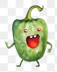 PNG  Angry pepper running vegetable food white background. AI generated Image by rawpixel.