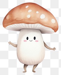 PNG  White mushroom dancing white background anthropomorphic vegetable. AI generated Image by rawpixel.