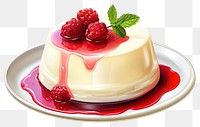 PNG  Panna cotta raspberry dessert fruit. AI generated Image by rawpixel.