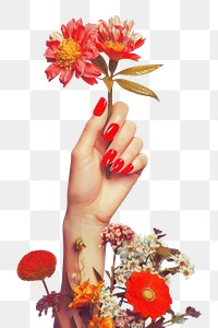 PNG Flower hand finger petal. AI generated Image by rawpixel.